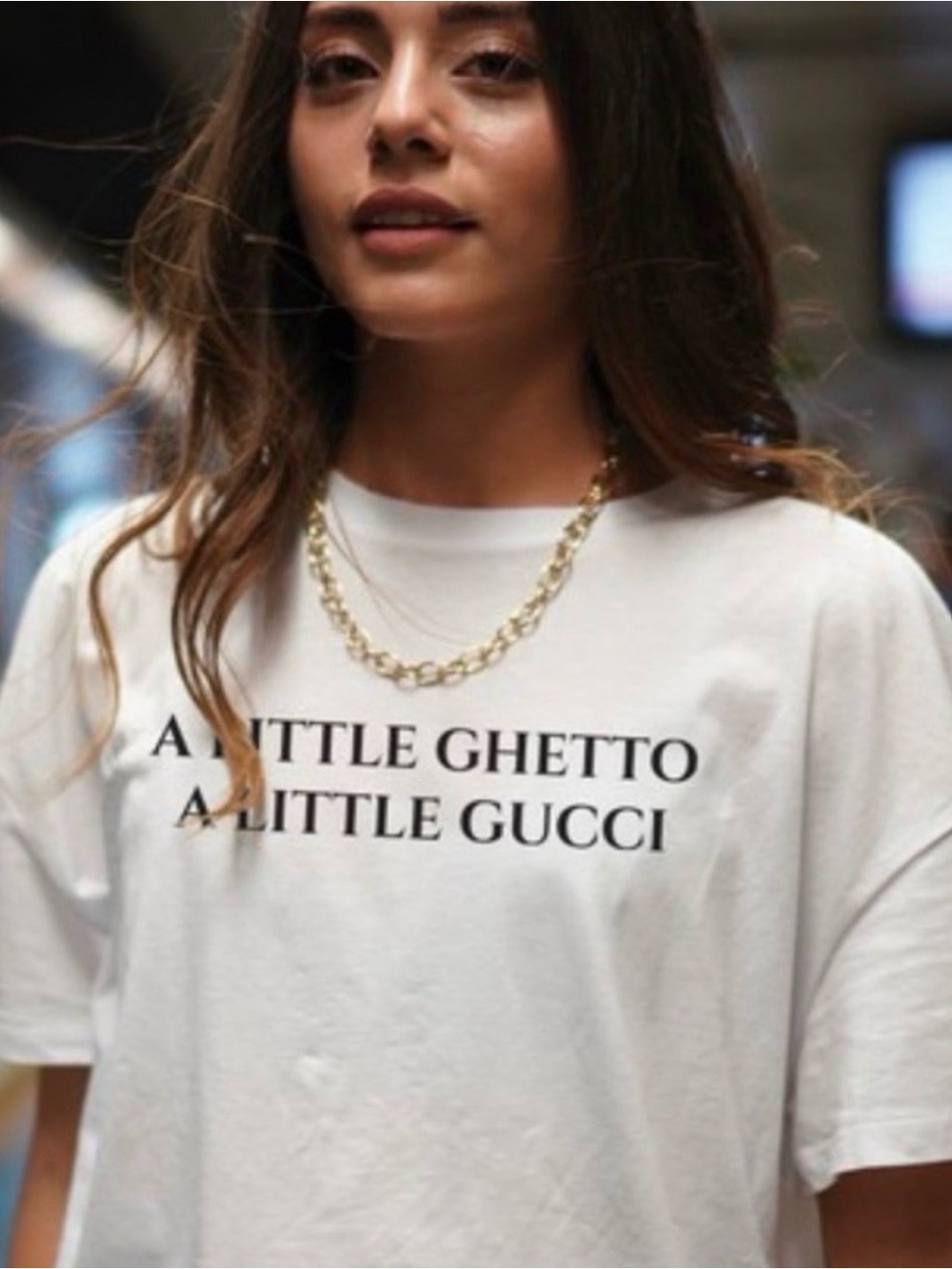 2 - White Tee with Black Text - A Little Ghetto A Little Gucci